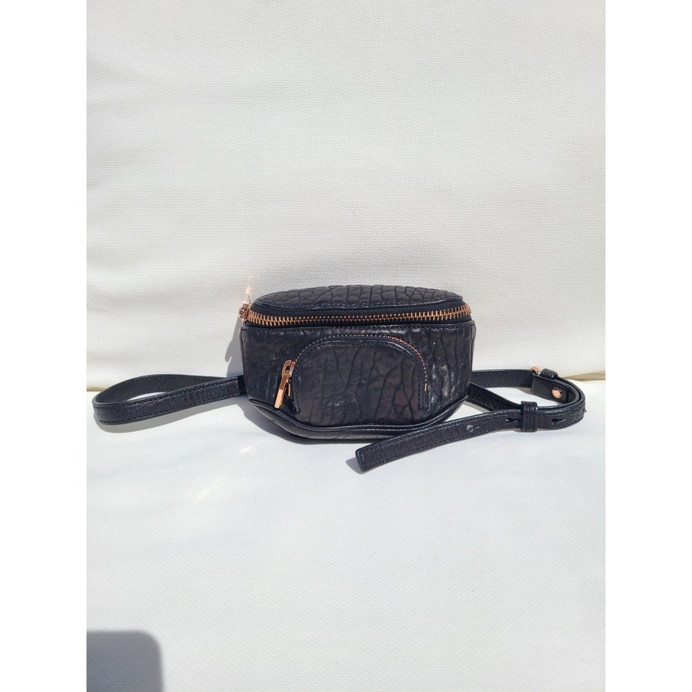 Alexander Wang Black Leather Dumbo Pebbled Waist Bag Rose Gold